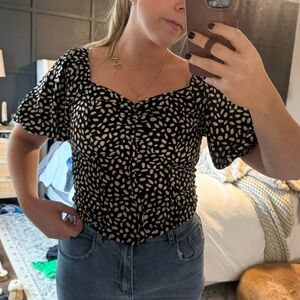 T.J.Maxx Black and White Patterned Blouse